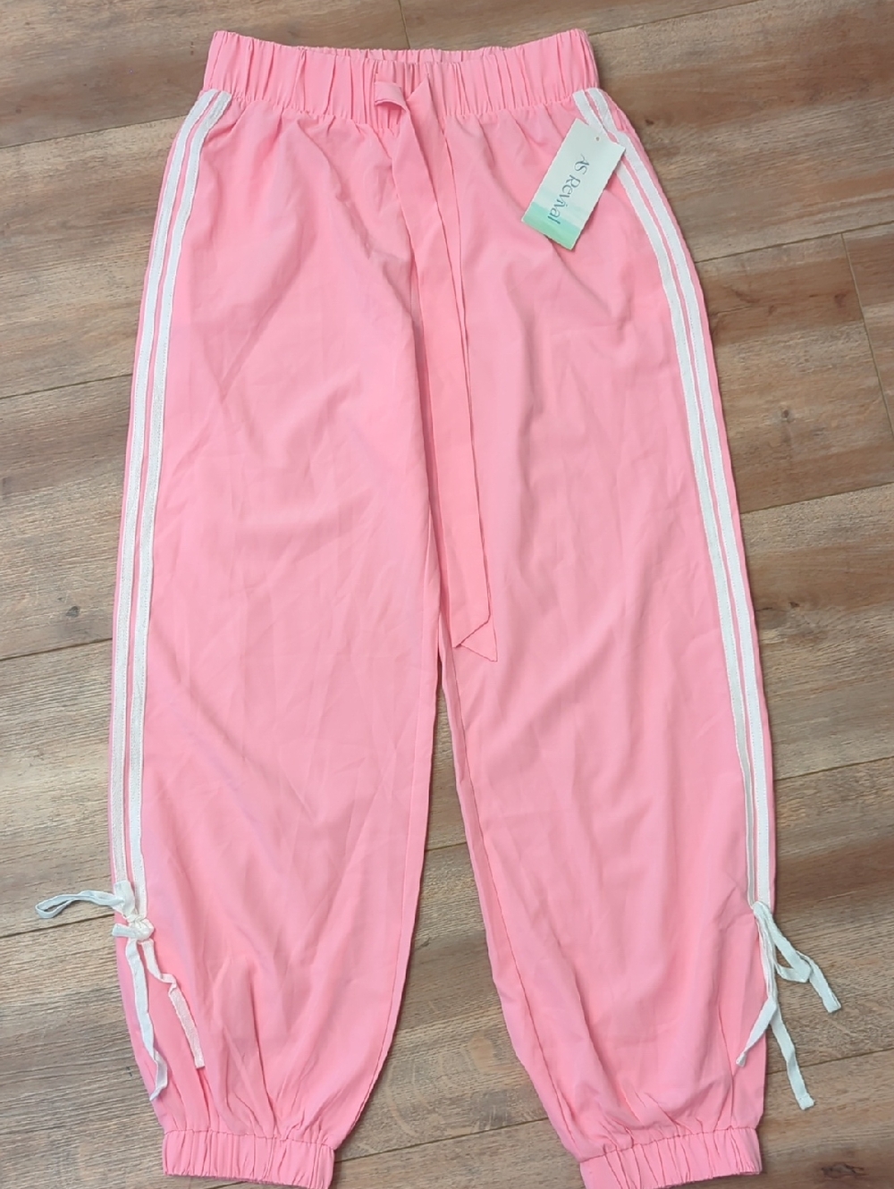 NWT AS Revival Pink Drawstring Joggers with Side Stripe & Bow Detail, Medium